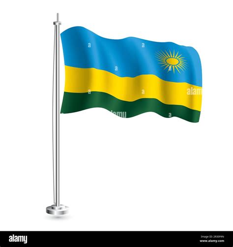 Rwanda Flag. Isolated Realistic Wave Flag of Rwanda Country on Flagpole ...