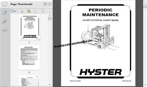 Hyster Forklift Trucks [11.2020] Repair Manual All Class PDF ...