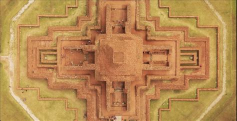 Example of architecture in Pala dynasty. Aerial view of Paharpur ...