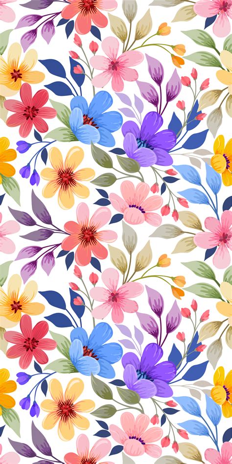 Blooming colorful flower pattern wallpaper - TenStickers