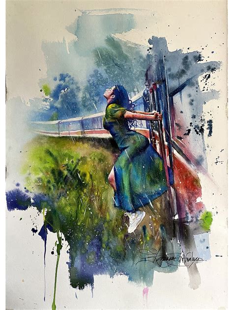 Feeling the Rain | Watercolor Painting | Exotic India Art