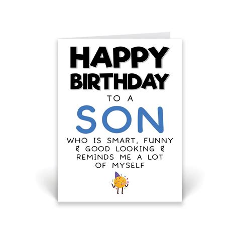 Funny Son Birthday Card Son Birthday Cards Comedy Joke Cards Adult ...