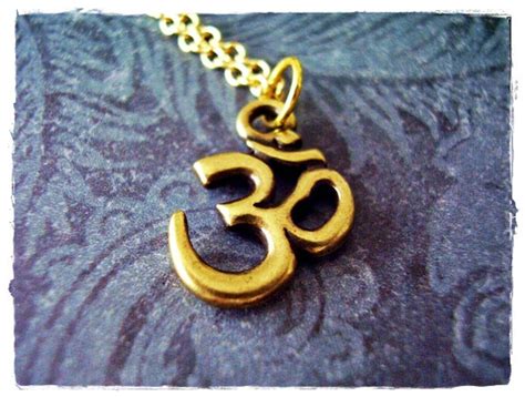 Gold Om Symbol Necklace Antique Brass Pewter Om Charm on an | Etsy