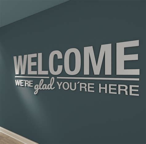 Welcome We're glad you're here Office Decor - Moonwallstickers.com