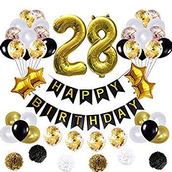 28th Birthday Decorations Ballons, Happy Birthday Banner/pom pom ...