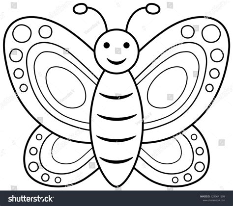 Smiling Butterfly Coloring Book Vector Illustration Stock Vector ...