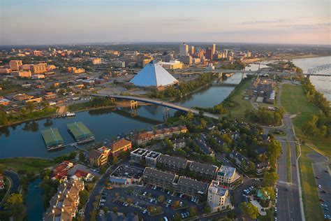 Aerial view Memphis, Mud Island, Mississippi River | Ron Lowery