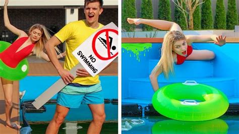 FUNNY POOL PRANKS! Couple DIY Prank and Girls Hacks - YouTube