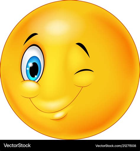 Smiley happy emoticon cartoon with eye blinking Vector Image