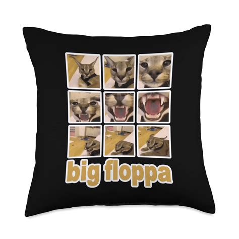 Big Floppa Meme Flop On Cute Caracal Cat Throw Pillow, 16x16 ...