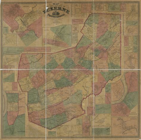 1864 map of Luzerne County, including Dunnings (Elmhurst) and Moscow ...