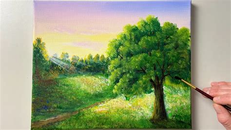 Spring Morning Landscape Painting / Acrylic Painting / Easy Art #73 ...