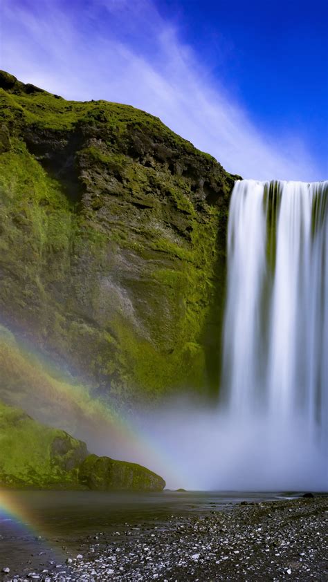 Iceland, Skogafoss, Waterfall, Rainbow - Skógafoss - 1080x1920 ...