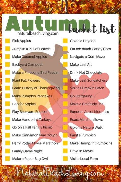 Free Printable Bucket List for Fall - 32 Fun Fall Ideas for Families ...