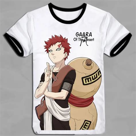 Japanese anime Naruto Gaara cotton short sleeve T shirt cosplay costume ...