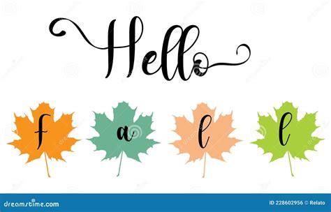 Vector Hello with Maple Fall Leaves, Fall, Autumn Background. Stock ...