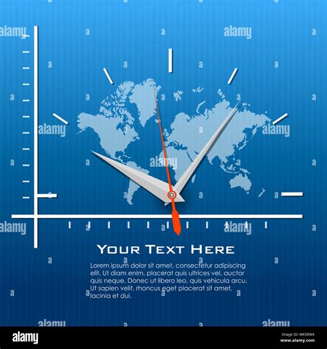 illustration of clock on world map Stock Photo - Alamy