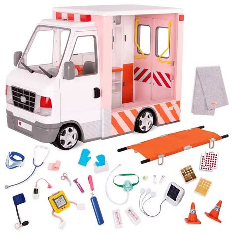 Our Generation Rescue Ambulance Playset with Electronics for 18" Dolls ...