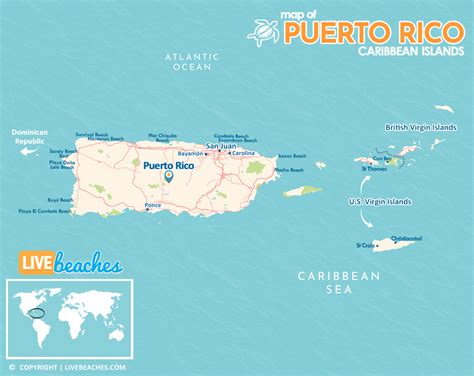 Map of Puerto Rico - Live Beaches