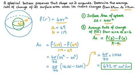 Question Video: Finding the Average Rate of Change of the Surface Area ...