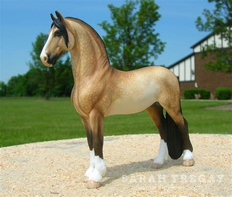 Custom mini model horse, Dapple buckskin Friesian / Spanish breed cross ...