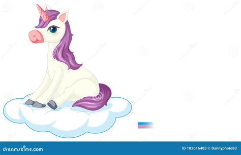 Cute Purple Unicorn in Sitting Position on White Background Stock ...