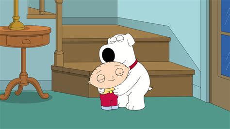 Brian and Stewie hug in "Family Guy" | Uma família da pesada, Família ...