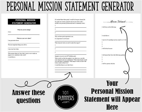 Personal Mission Statement Generator | Instant Download