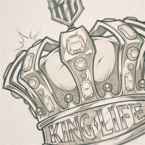 King of Life Crown Tattoo Design