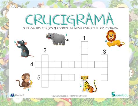 Crucigrama de Objetos y Basta Didáctico para Niños