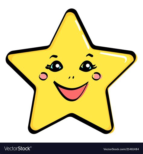 Object yellow star with a face Royalty Free Vector Image