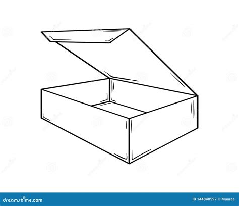 Small open box, sketch stock illustration. Illustration of pack - 144840597