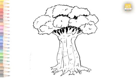 Baobab Tree drawing easy | How to draw A Baobab Tree step by step ...