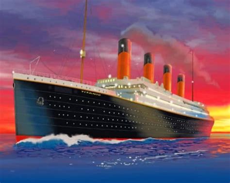 Titanic Ship At Sunset - Seascapes Paint By Numbers - Num Paint Kit