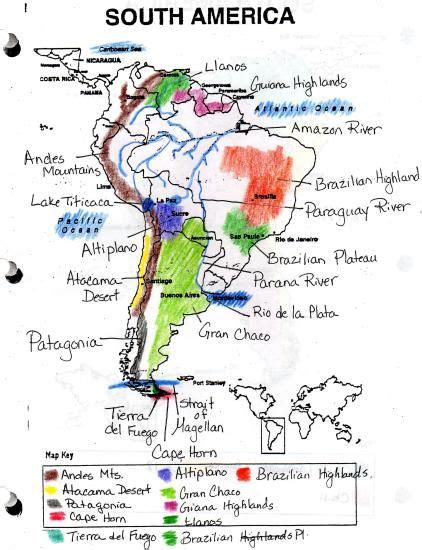 South America landforms map - Mrs. Morgan at Dallas Middle School via ...