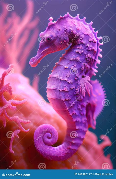 Pink Purple Colorful Seahorse Stock Illustration - Illustration of ...