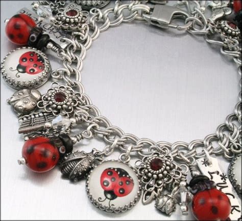 Ladybug Charm Bracelet Ladybug Bracelet by BlackberryDesigns