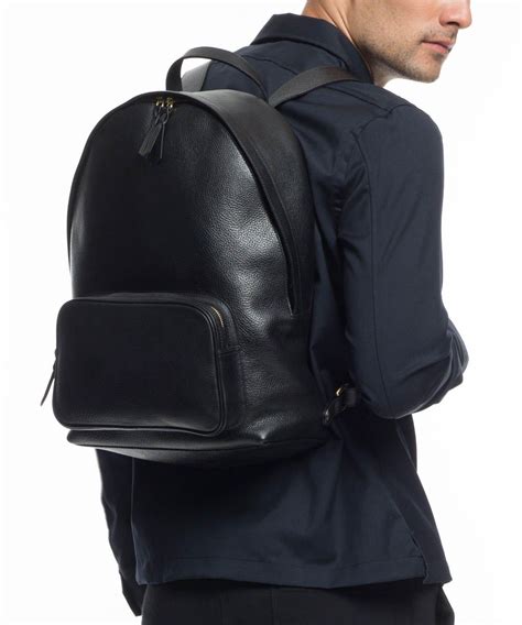 Lyst - Lotuff Leather Black Leather Backpack in Black for Men