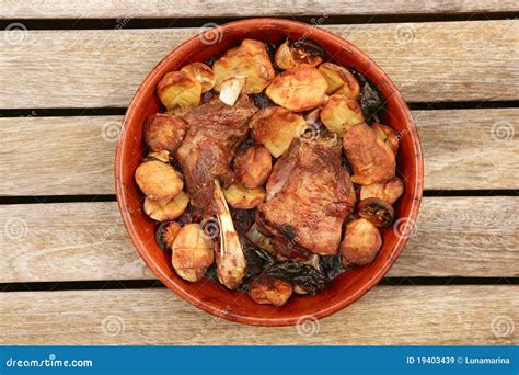 Lamb Meat Roast Oven on Clay Casserole Potatoes Stock Image - Image of ...