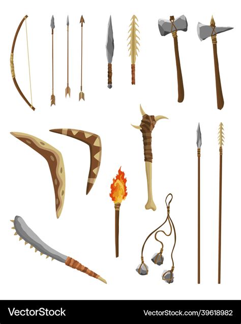 Ancient age stone tools and weapon for hunting Vector Image