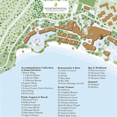 Simple Island Resort Map and Key for IHG Group | Lovell Johns