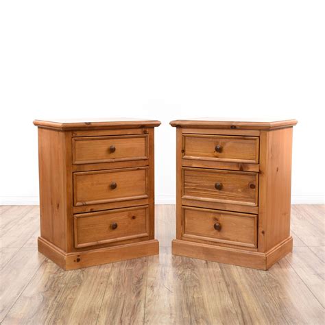 Pair Of Rustic Pine 3 Drawer Nightstands | Rustic nightstand, Vintage ...