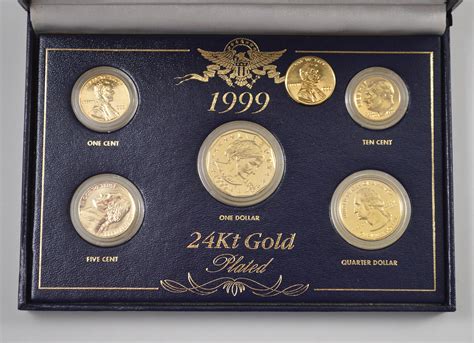 Historic Coin Collection - 24 Karat Gold Plated 1999 US Type Coins Box ...