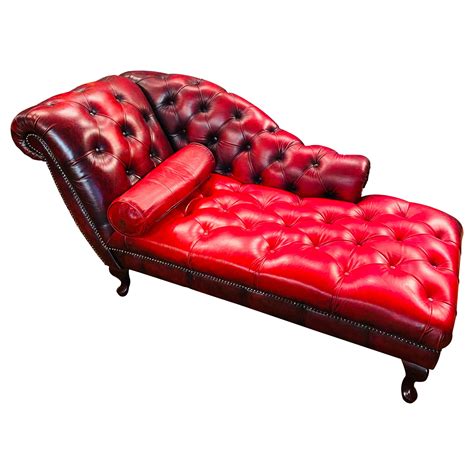 Lovely original vintage Chesterfield Red Leather Chaise Lounge Daybed ...