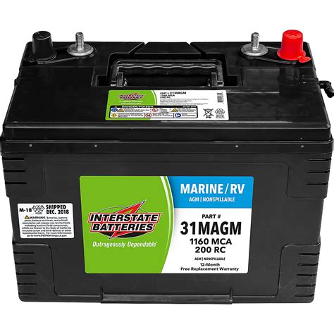 Interstate Batteries Group 31/1,160 Marine Cranking Amp AGM Battery ...