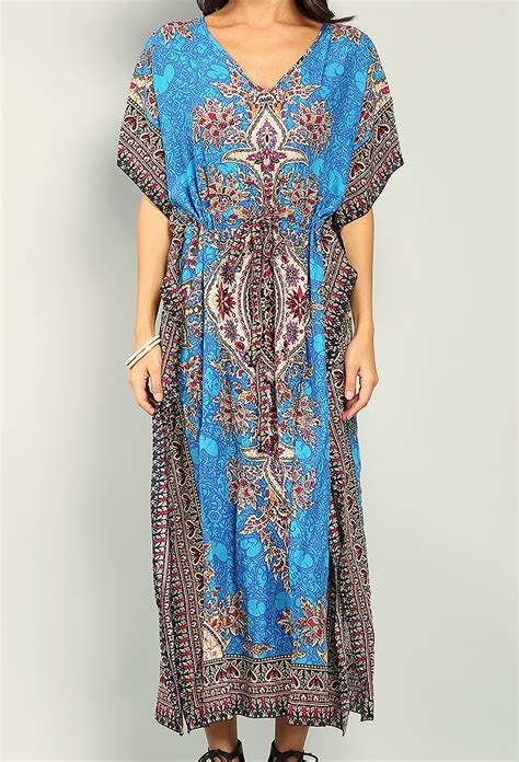 V-Neck Mumu Dress W/ Waist Drawstring | Shop Old Dresses at Papaya Clothing