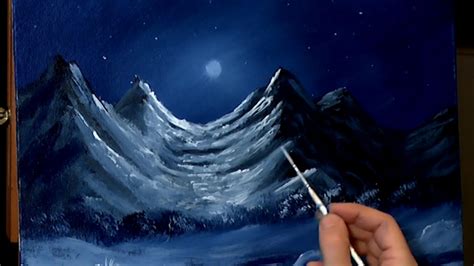 Moonlit Mountain Painting With Acrylic - YouTube