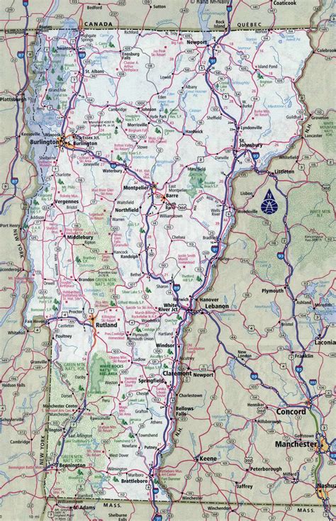 Large detailed roads and highways map of Vermont state with all cities ...