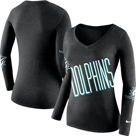 Women's Miami Dolphins Nike Black Champ Drive 2 Long Sleeve T-Shirt