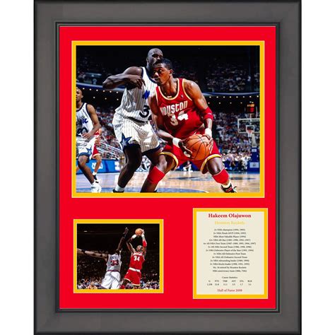 Framed Hakeem Olajuwon Hall of Fame Houston Rockets Basketball 12"x15 ...